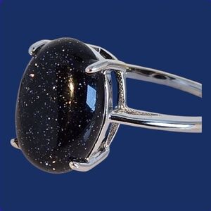 925 Sterling Silver Ring with Natural Sandstone 14x10mm